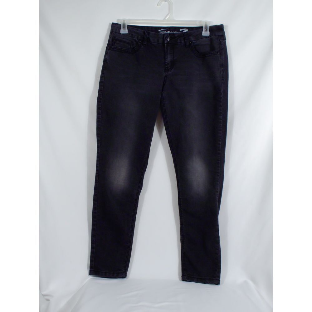 Seven7 Womens‎  Dark Wash Skinny Jeans Embellished Back Pockets Stretch  Sz 12
